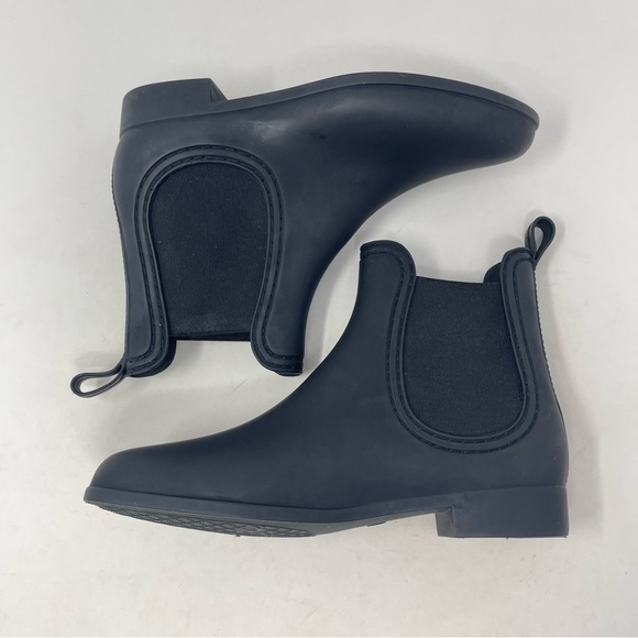 Jeffrey Campbell Shoes Womens 7 Havana Last Black Rain Boots Rubber Elastic Side - Picture 3 of 8